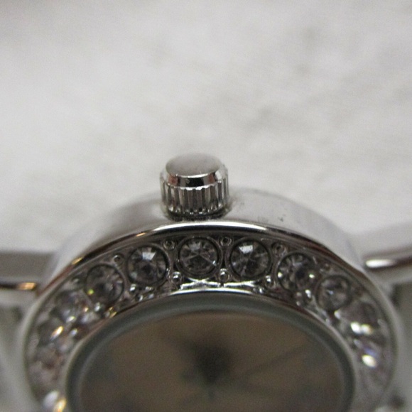 Silver w/Clear Rhinestone Lt. Pink Face Mesh Watch - Picture 3 of 7